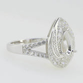 Sterling Silver Semi Mount Ring Setting Pear PE 9X6mmTopaz White Topaz - Syzjewelry
